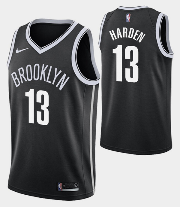 Men's Brooklyn Nets #13 James Harden Black Black Icon Edition Stitched NBA Jersey